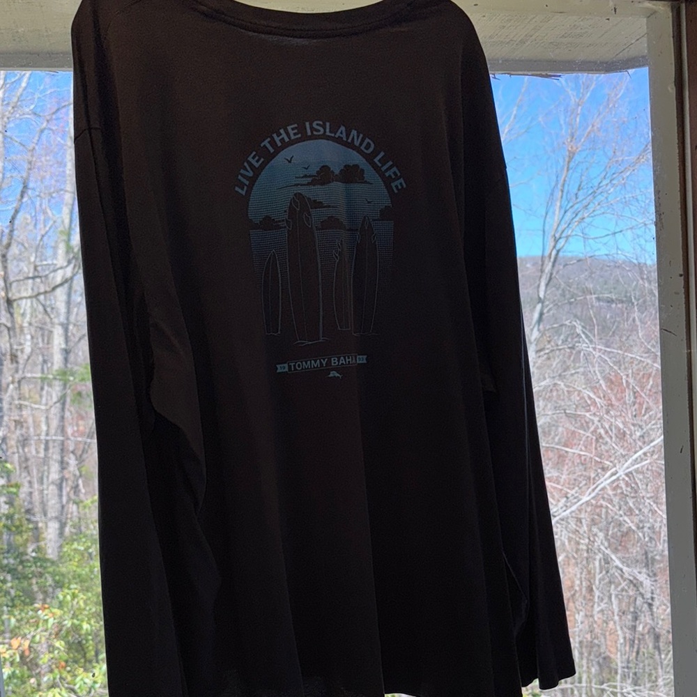 Tommy Bahama Black Long Sleeve Shirt with Island Graphic